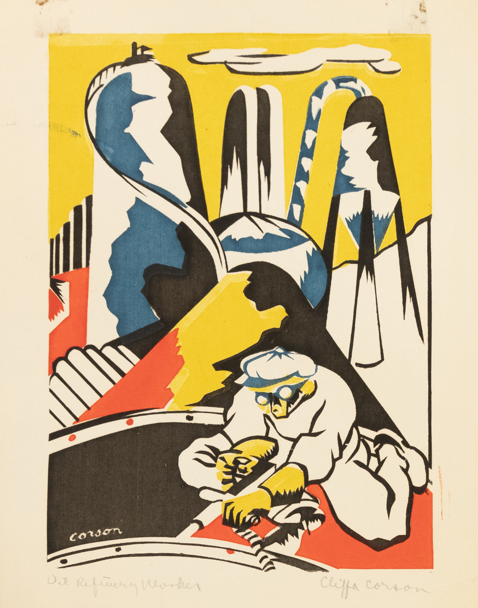 colorful woodblock print