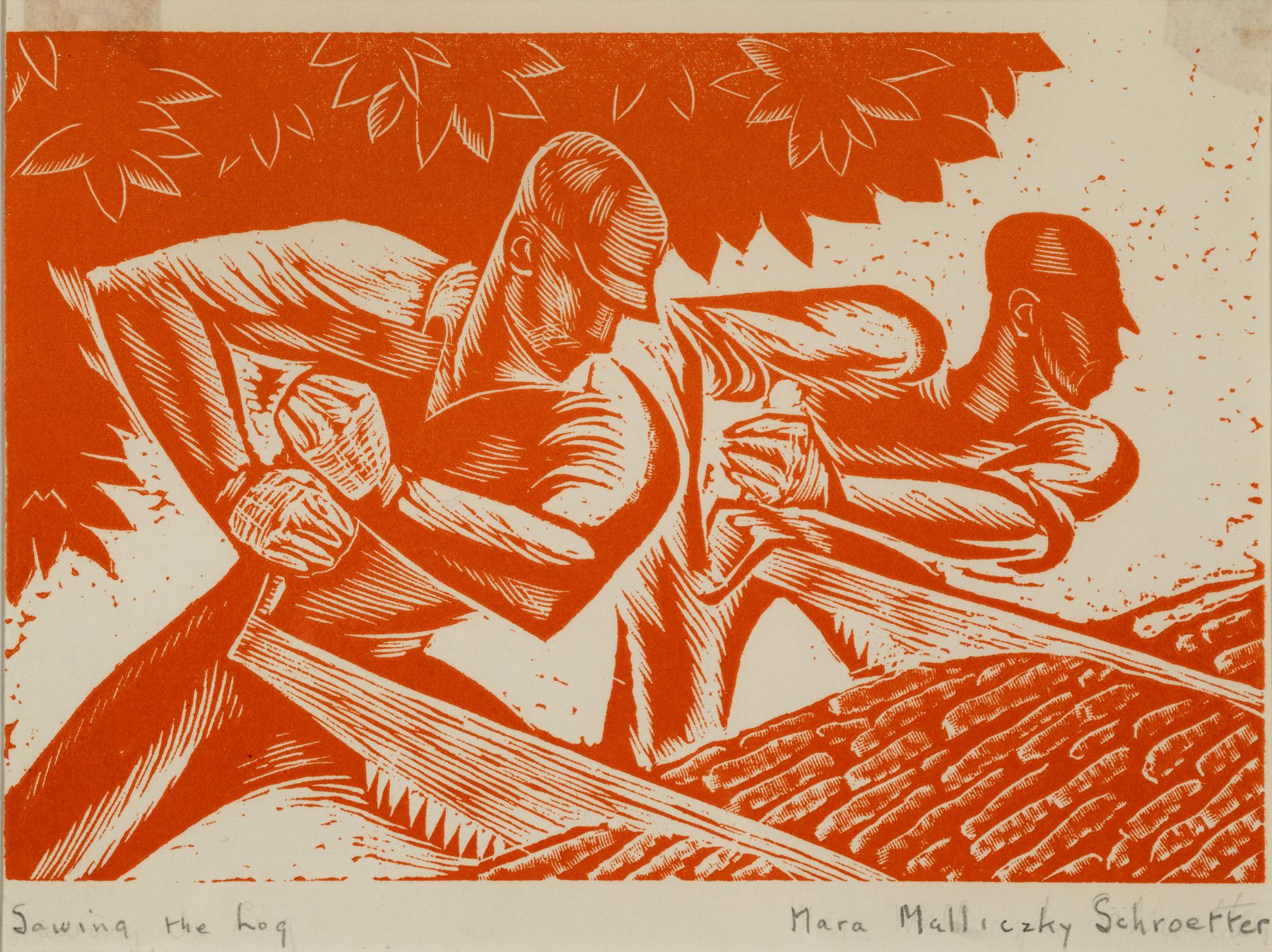 orange woodblock print